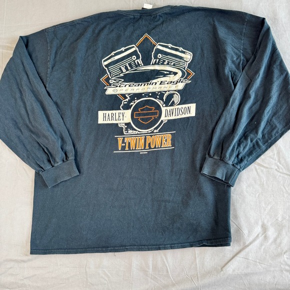 Harley-Davidson Screamin Eagle Long Sleeve Shirt 3XL V-Twin Graphic‎ Black - Picture 1 of 10